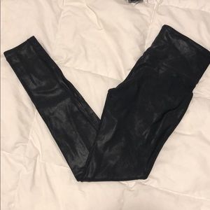 Spanx black faux leather leggings medium